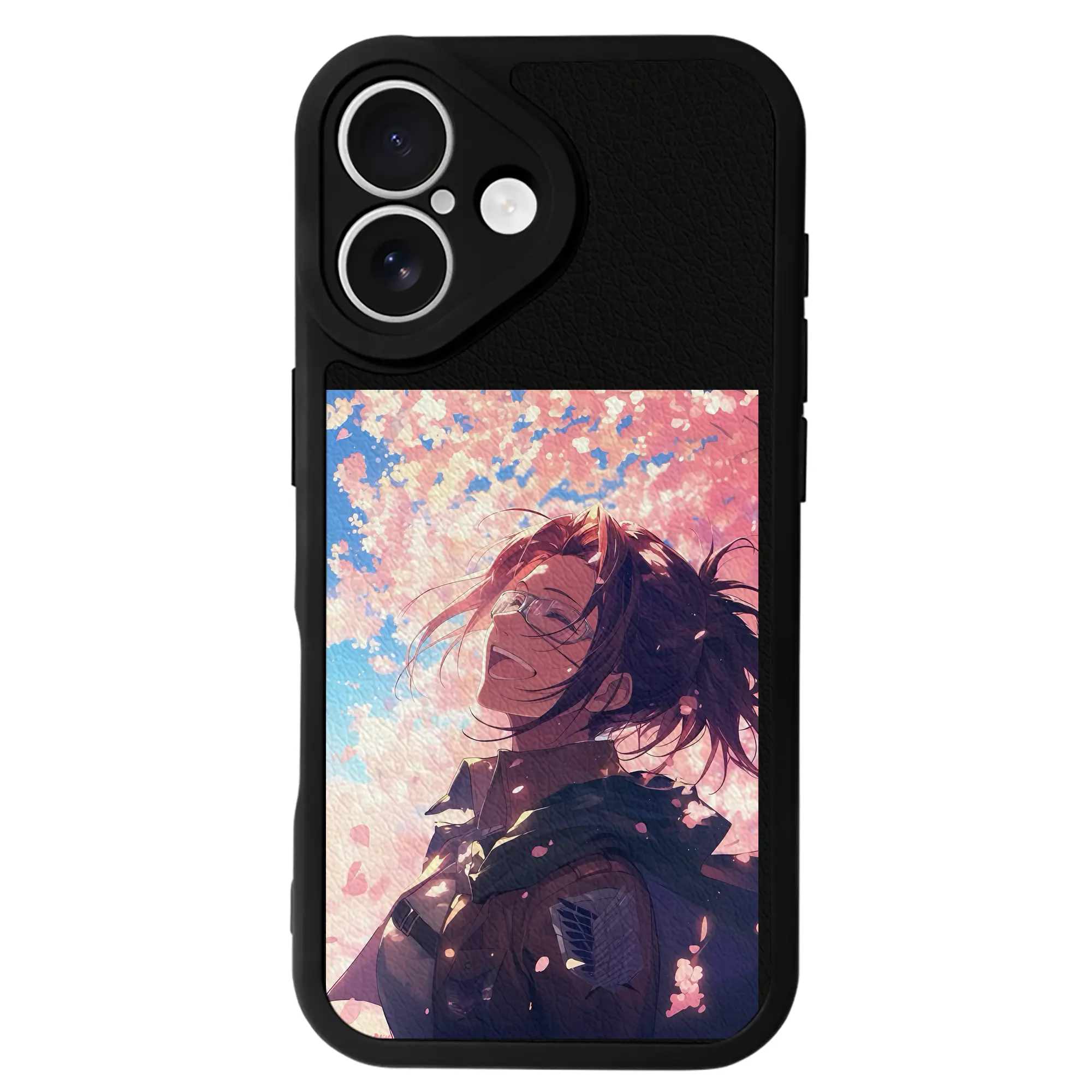 進撃の巨人 グッズ ハンジ・ゾエ - IPhone 16シリーズ対応 ・ シリコンスマホケース ・ レザー調 ・ 高精度フィット ・ 耐衝撃 ・ ワイヤレス充電対応 ・ 精密カット